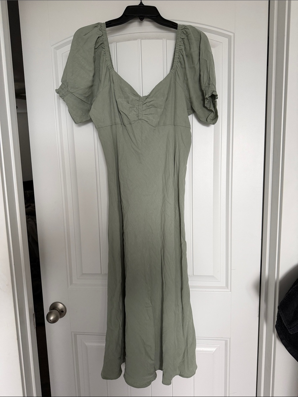 Madewell Sage Green Puff Sleeve Maxi Dress